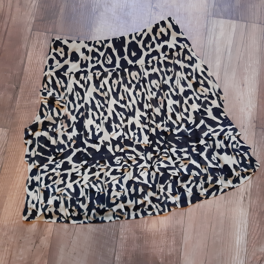 NICE! INC Animal Print Layered Skirt Small